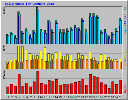 Daily usage for January 2003