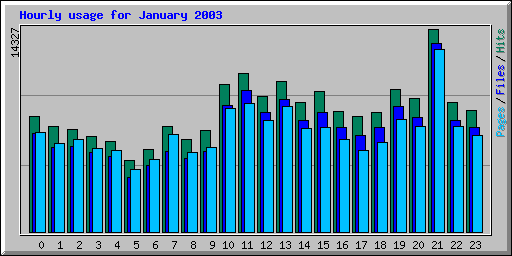 Hourly usage for January 2003